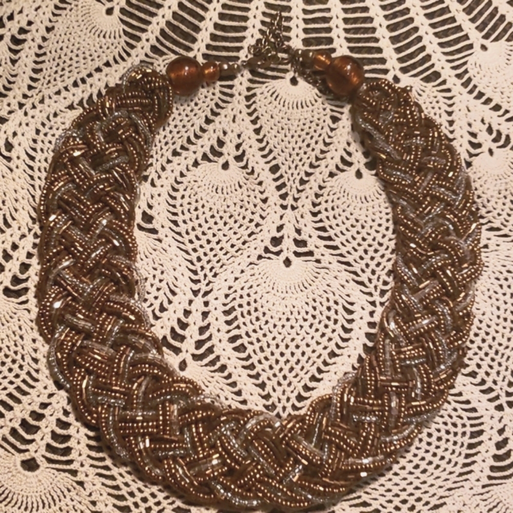 Copper Braided Bead Neclace